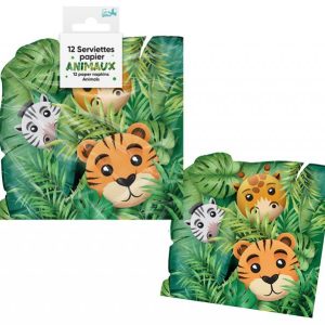 12 serviettes animaux de la jungle